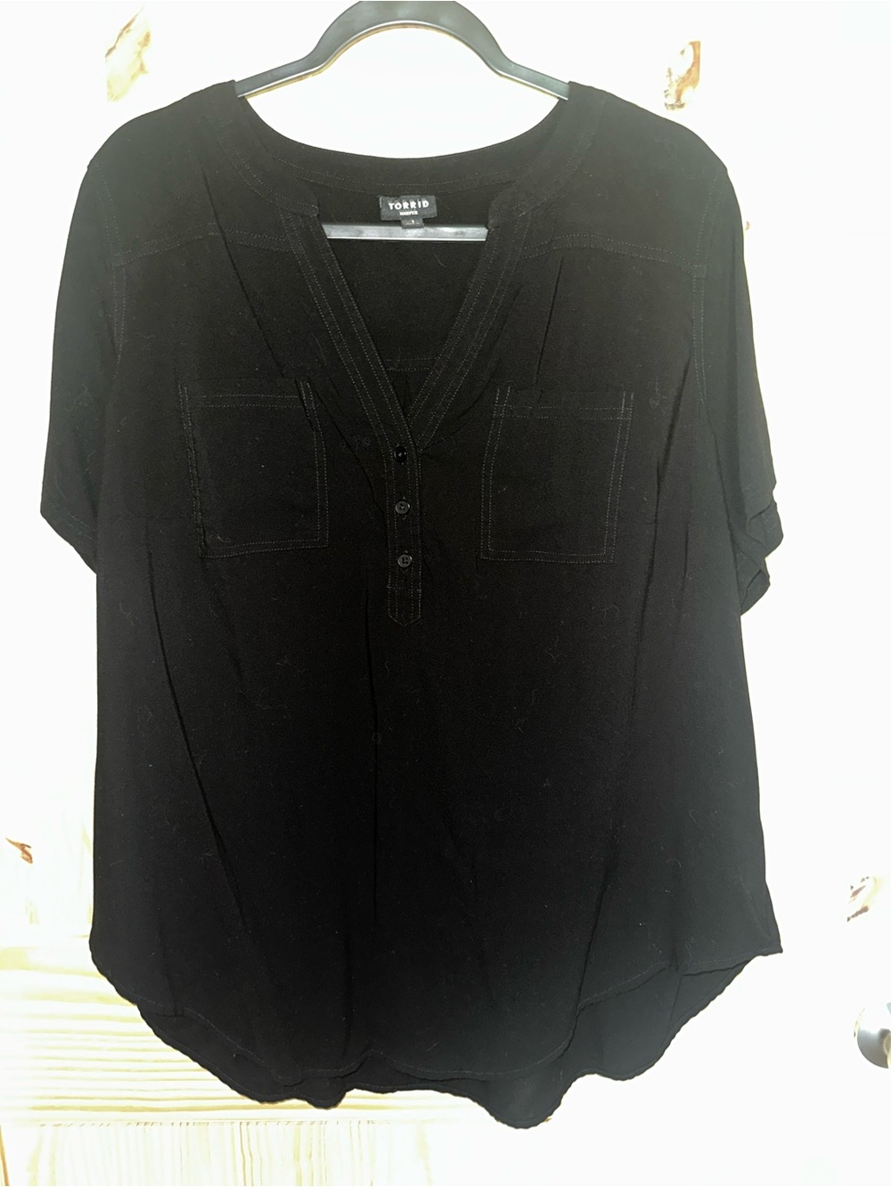 torrid Black Short Sleeve Henley Tunic Top
